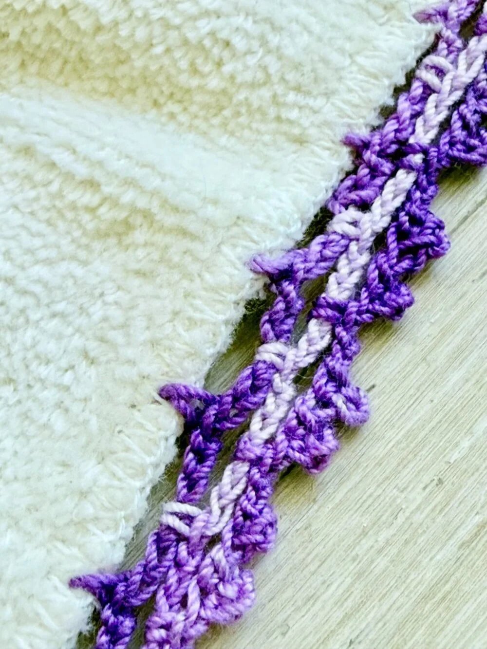 Vintage CottageTowel Sets Crochet Flowers Cream Purple Grandmacore